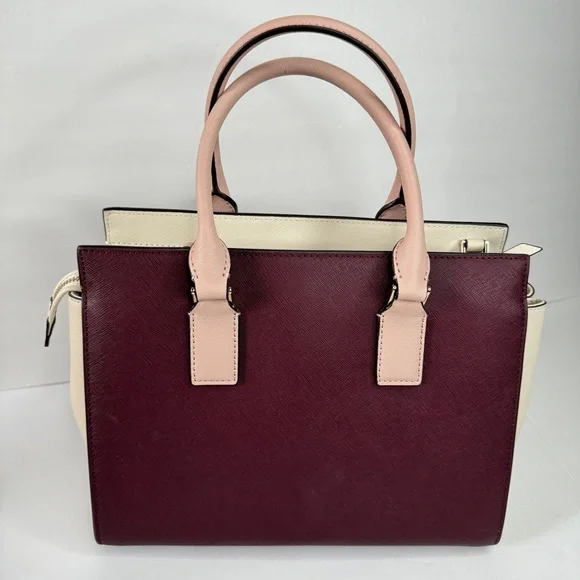Kate Spade Cameron Medium Satchel Purse Leather Bright White Cherrywood - Picture 3 of 8